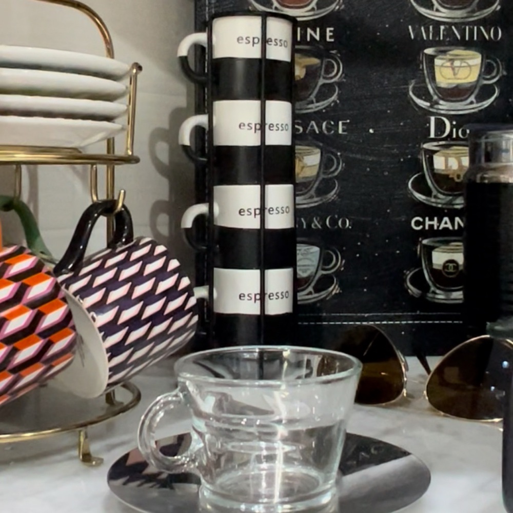 Assortment of random espresso cups (not all shown here.)